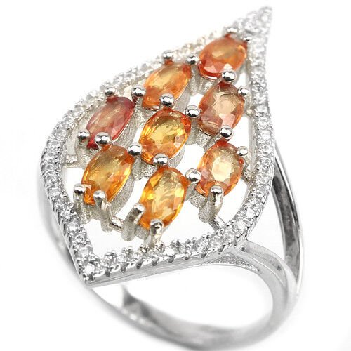 Ring Saphir orange 925 Silber 585 Weißgold vergoldet Gr. 56 Silber - INARA