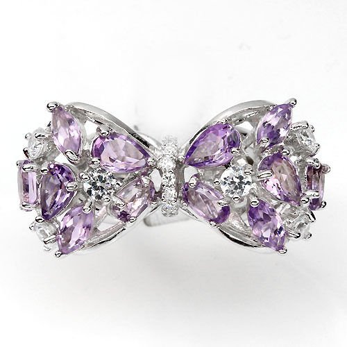 Ring Schleife Amethyst 925 Silber 585 Weißgold vergoldet Gr. 53 Silber - INARA