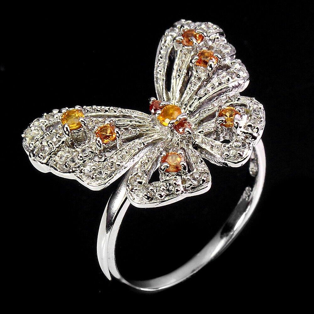Ring Schmetterling Saphir Diamantschliff 925 Silber Weißgold vergoldet Gr. 57 Silber - INARA