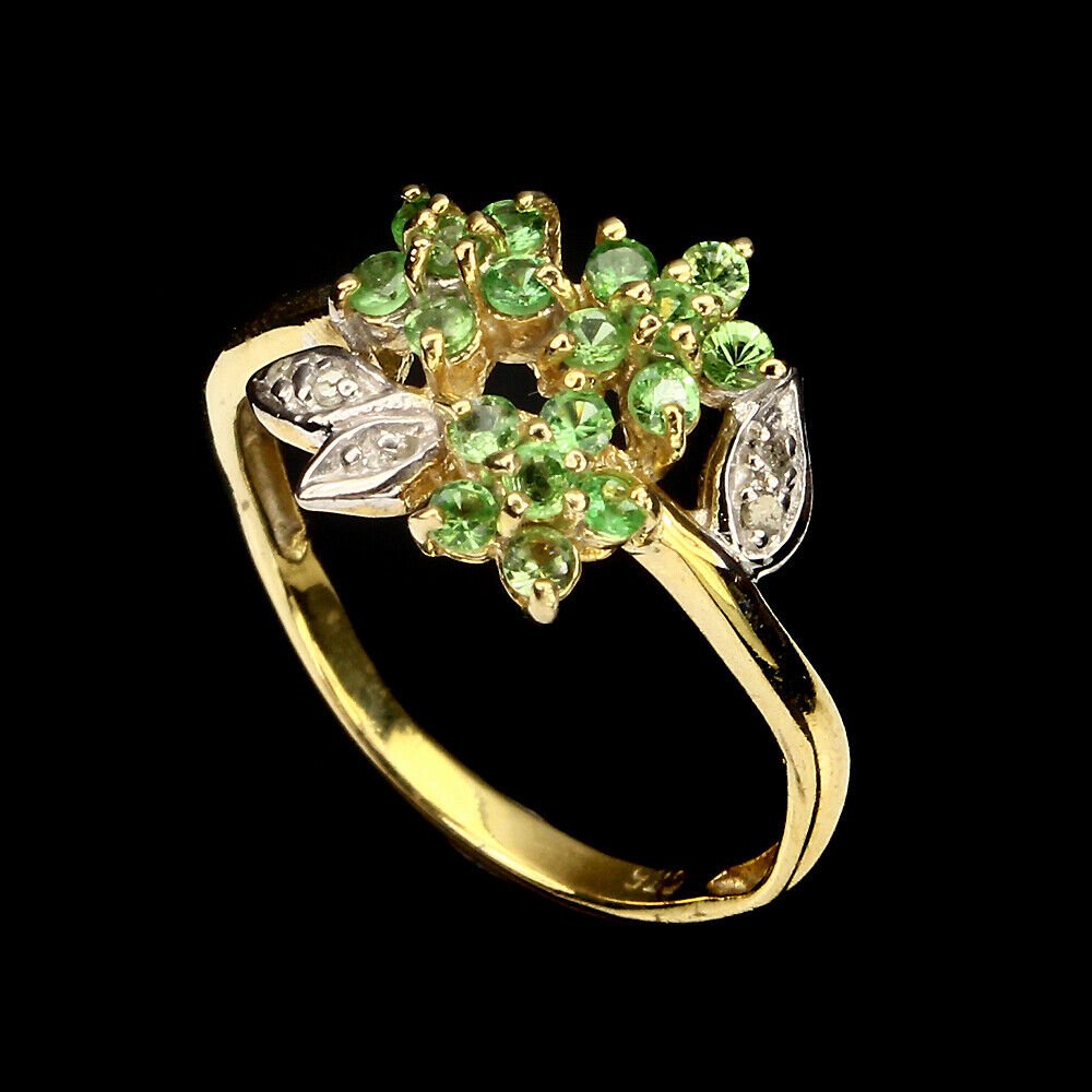 Ring Tsavorit Weißtopas 925 Silber 585 bicolor vergoldet Gr. 54 Silber - INARA