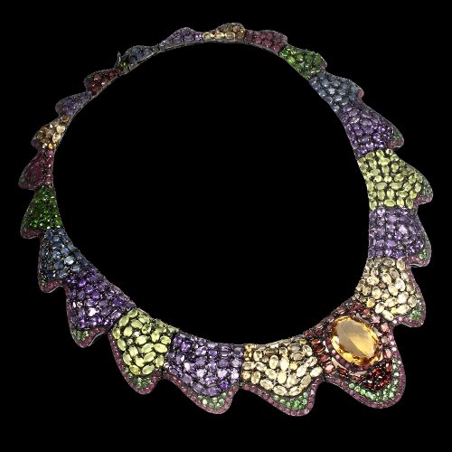 Rubin Saphir Amethyst Citrin Granat Chromdiopsid Collier Silber - INARA