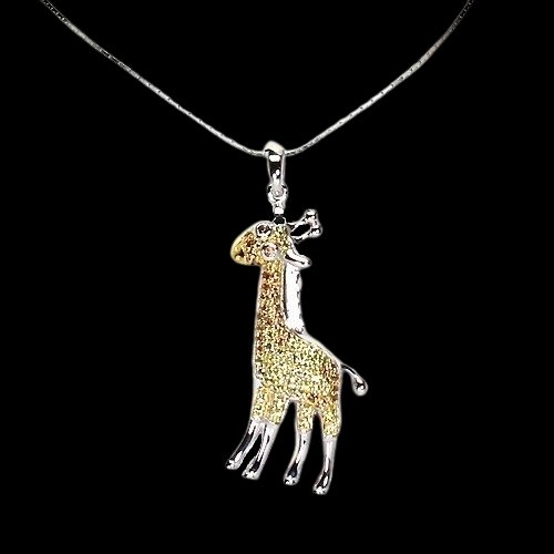 Saphir Giraffe Anhänger mit Halskette Silber - INARA