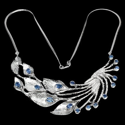 Saphir Pfauenfeder Collier Silber - INARA