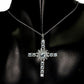 Sky Blautopas Kreuz Anhänger mit Halskette Silber - INARA