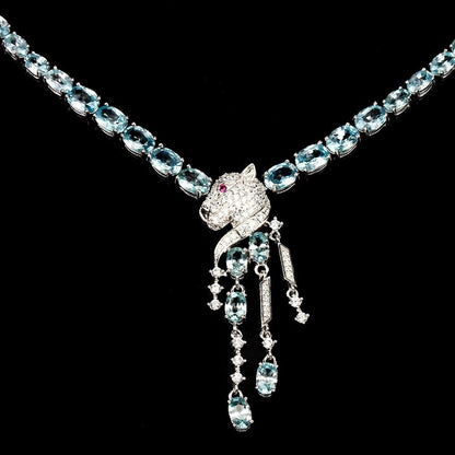 Zirkon Raubkatze Collier Silber - INARA